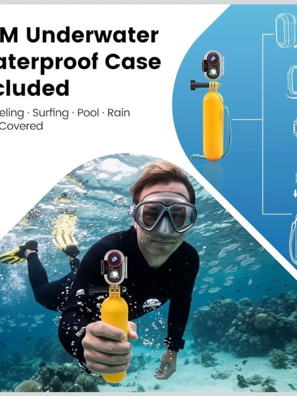 New 4K Mini Wearable Action Camera Waterproof 40M Underwater Body Cam w/ Float